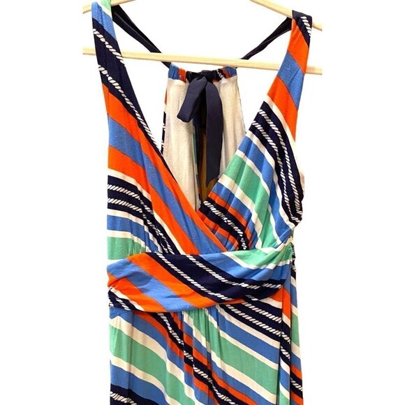 LILLY PULITZER Women's "Amanda" Multicolor Striped Knit Nautical Halter Maxi Dr - Picture 7 of 14